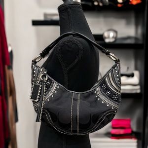 EUC Coach Soho Hobo Signature Studded Canvas Small Shoulder Bag